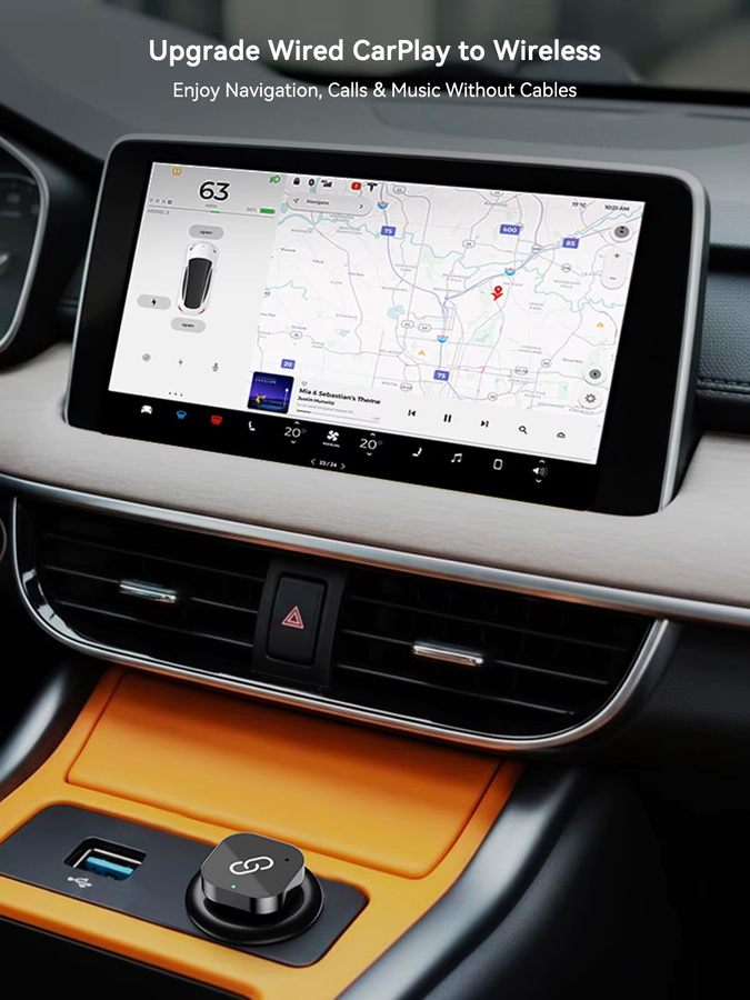 Spedal 2-in-1 CarPlay und Android Auto Adapter USB-C, kabelloser Dongle in Schwarz - Bild 2