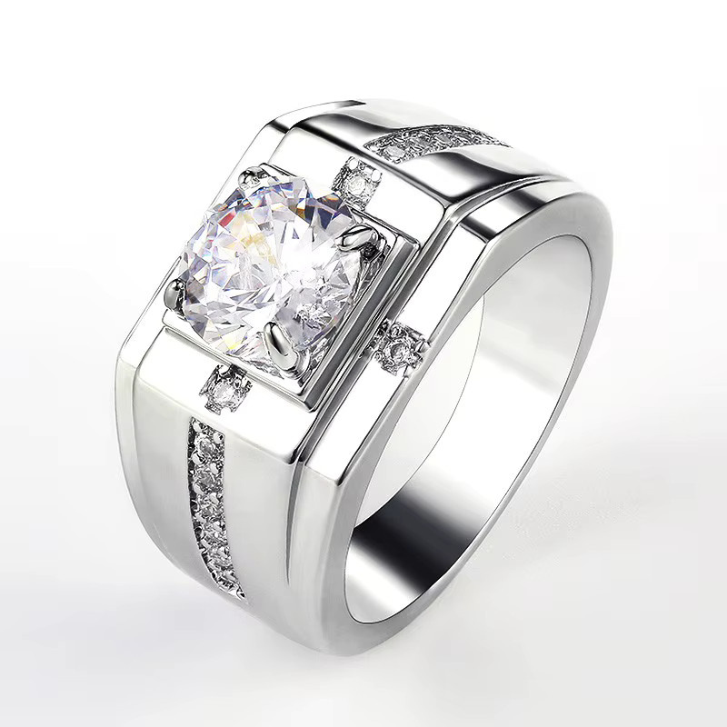 Huitan Ring, Edelstahl, Silber, Zirkonia, Herren - Bild 4
