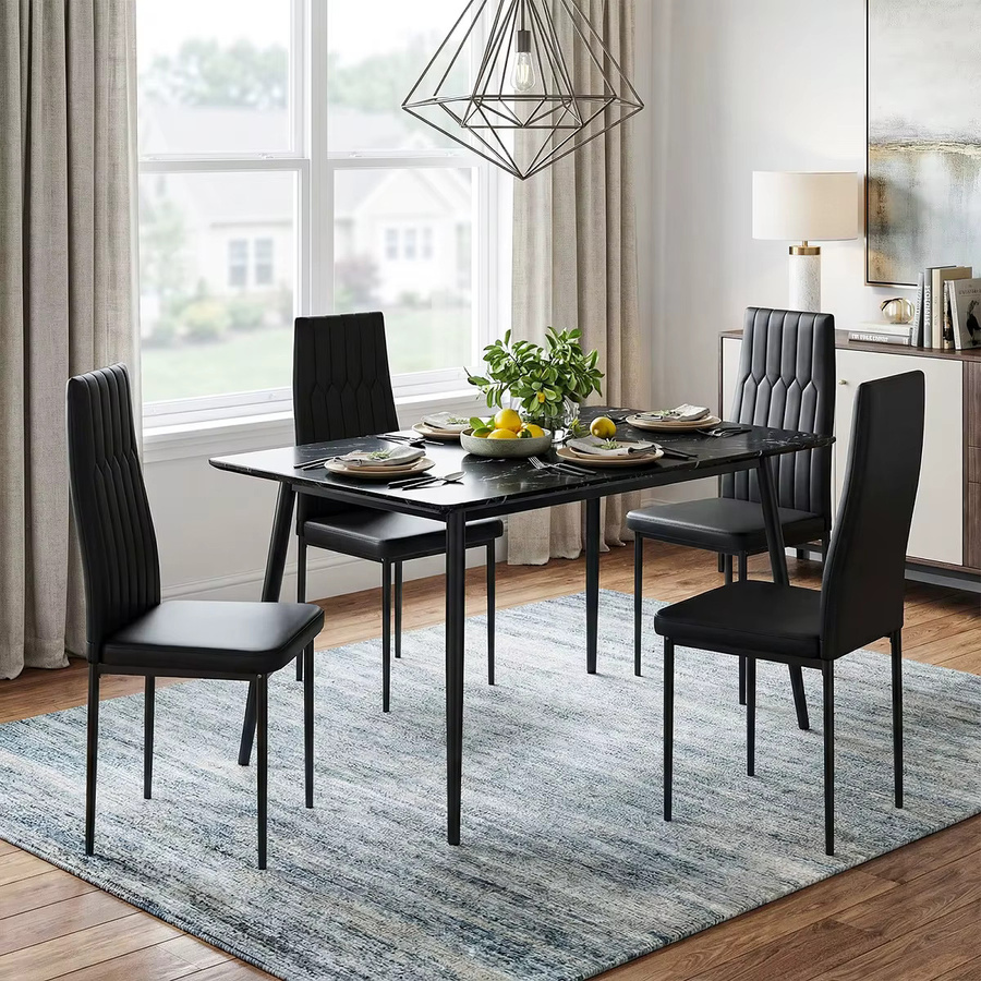 Homfa 4er-Set moderne Esszimmer-Akzentstühle aus Leder in Weiß - Bild 5