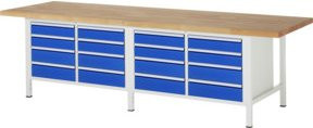 Rau Werkbank höhenverstellbar mit 16 Schubladen, B/T/H: 300 x 90 x 84-104 cm, Multicolour - Bild 1