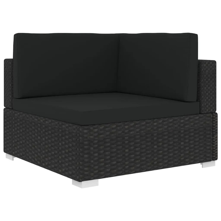 vidaXL Modular-Sofa-Eckteil aus Poly-Rattan mit Auflagen in Schwarz - Bild 2