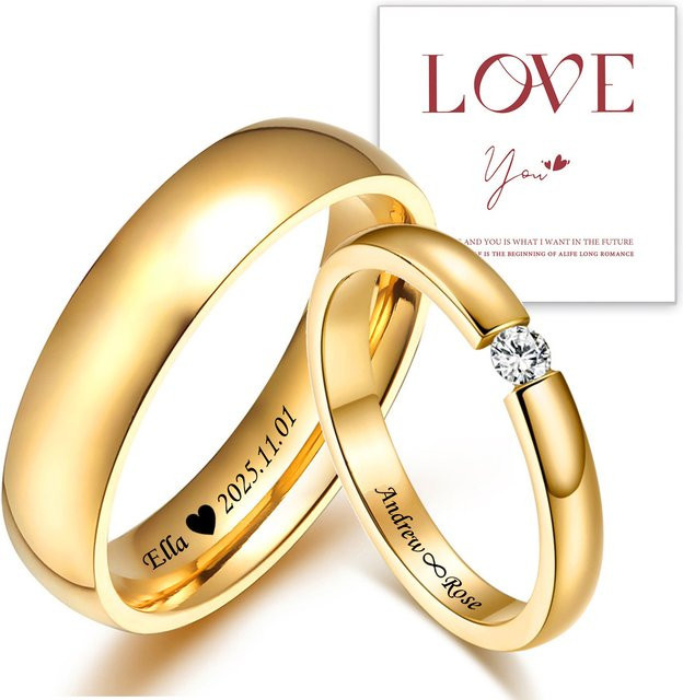 AIMH Namensringe, Gold, Zirkonia, Unisex - Bild 1
