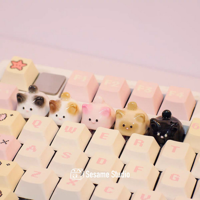 Hoydaa Handgefertigte Cartoon-Katze Tastenkappe für mechanische Cherry MX Tastaturen, Personalisierte ESC-Tastenkappe in Multicolour - Bild 1
