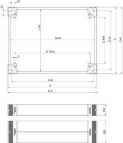 Schneider Electric Sockel NSYSPF12200 Fronteinbausatz Grau B: 120 cm, H: 20 cm - Bild 1