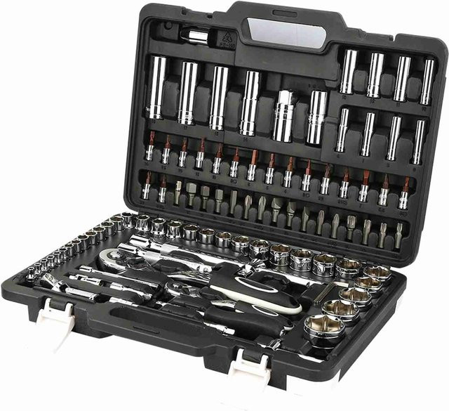 Aimo 94-teiliges Steckschlüsselset aus Chrom-Vanadium und Edelstahl für professionelle Automobilreparaturen und Modifikationen, Mehrfarbig - Bild 1