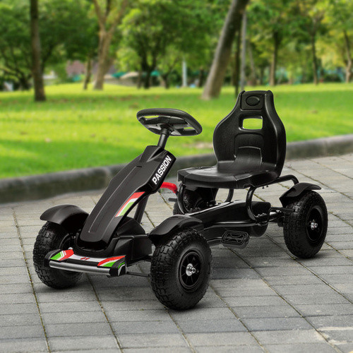 HOMCOM GoKart Tretfahrzeug mit Handbremse und verstellbarem Sitz, Schwarz, B/T/H: 58 x 61 x 121 cm - Bild 7