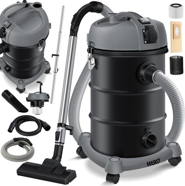 MASKO Industriestaubsauger 6in1 Nass- und Trockensauger mit 2300W, Aschesauger und Blasfunktion, Schwarz - Bild 1