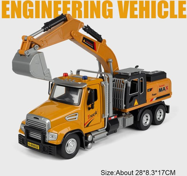 Linyi toy car Betonmischer LKW Bagger Kran, Spielzeug Auto, mit Licht und Sound, ab 14 Jahren - Bild 1