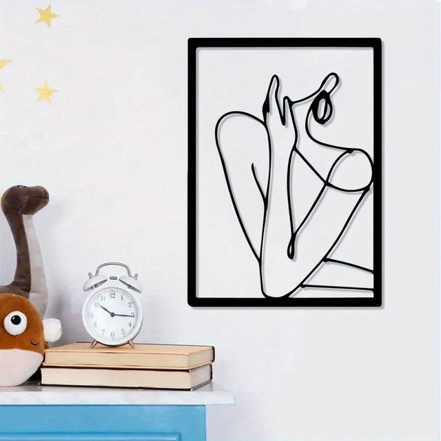 CIFBUY Moderne Metall-Wanddekoration mit abstrakter Frauensilhouette in Schwarz - Bild 1