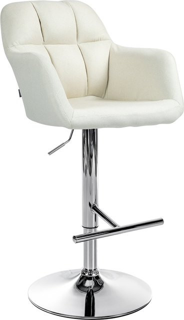 CLP Barhocker Natoma in Beige aus Stoff mit Metallgestell, 360 Grad drehbar und höhenverstellbar mit Fußstütze - Bild 1