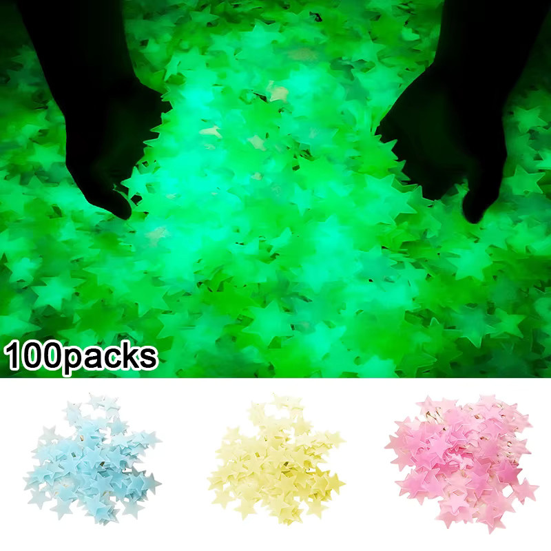HUXUAN 100er Set Leuchtende Sterne Wandaufkleber Glow In The Dark in Bunt für Kinderzimmer Dekoration - Bild 5