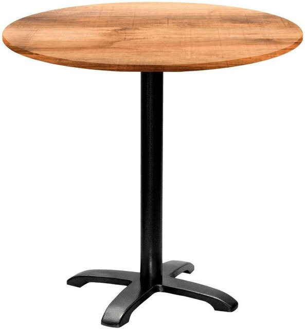 RestooTab Tisch Bazila rund, Eiche/Braun mit schwarzem Gestell, Höhe: 74 cm, Durchmesser: 80 cm - Bild 1