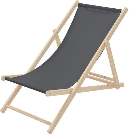 ECD Germany Liegestuhl aus Holz in Anthrazit klappbar mit UV-beständigem Polyester Oxford-Gewebe - Bild 1