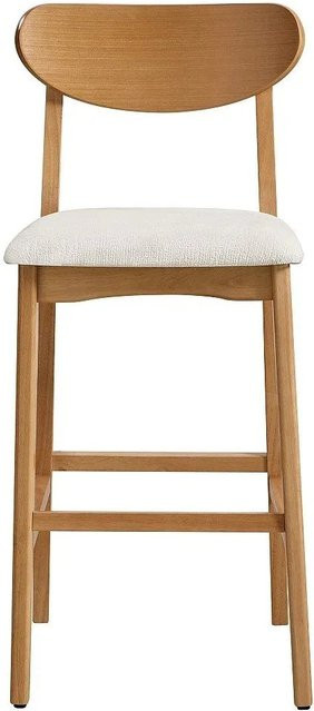 Vente-unique Barhocker Lerania Skandinavisch in Cremefarben aus Naturgummibaum-Holz und Strukturstoff, Höhe: 49 cm - Bild 1