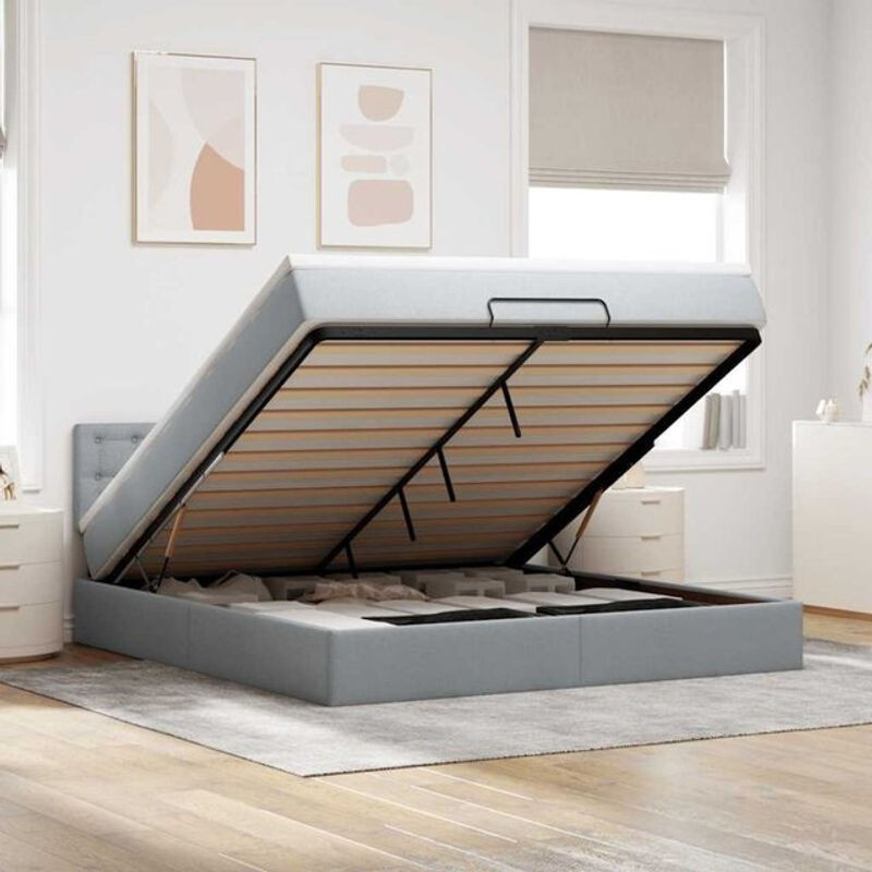 Vidaxl Polsterbett mit Matratze und LED-Beleuchtung in Grau, B/T/H: 180 x 200 x 78 cm - Bild 1