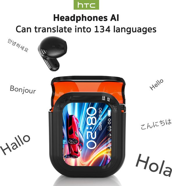 HTC NE20 Bluetooth 6.0 Übersetzungs-Ohrhörer In-Ear, Schwarz, IPX4 Wasserdicht - Bild 1
