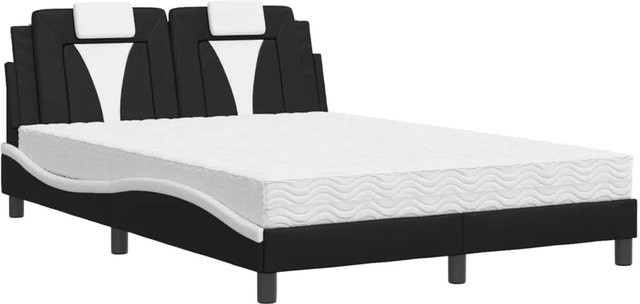 vidaXL Bett Viana mit Matratze in Schwarz und Weiß aus Kunstleder, B/T: 140 x 190 cm - Bild 1