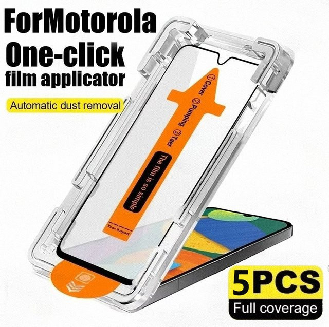 HD Displayschutzfolie aus Glas für Motorola Moto G86 Power G87 G84 G37 G56 G35 G75 G55 G17 Edge 50 60 70 Fusion One Click, transparent - Bild 1