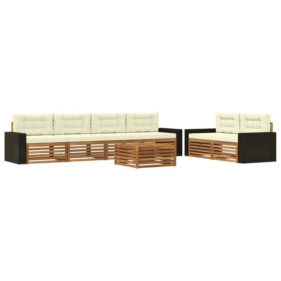 vidaXL Outdoor-Sofagarnitur aus Akazienholz mit Kissen in Natur und Creme - Bild 2