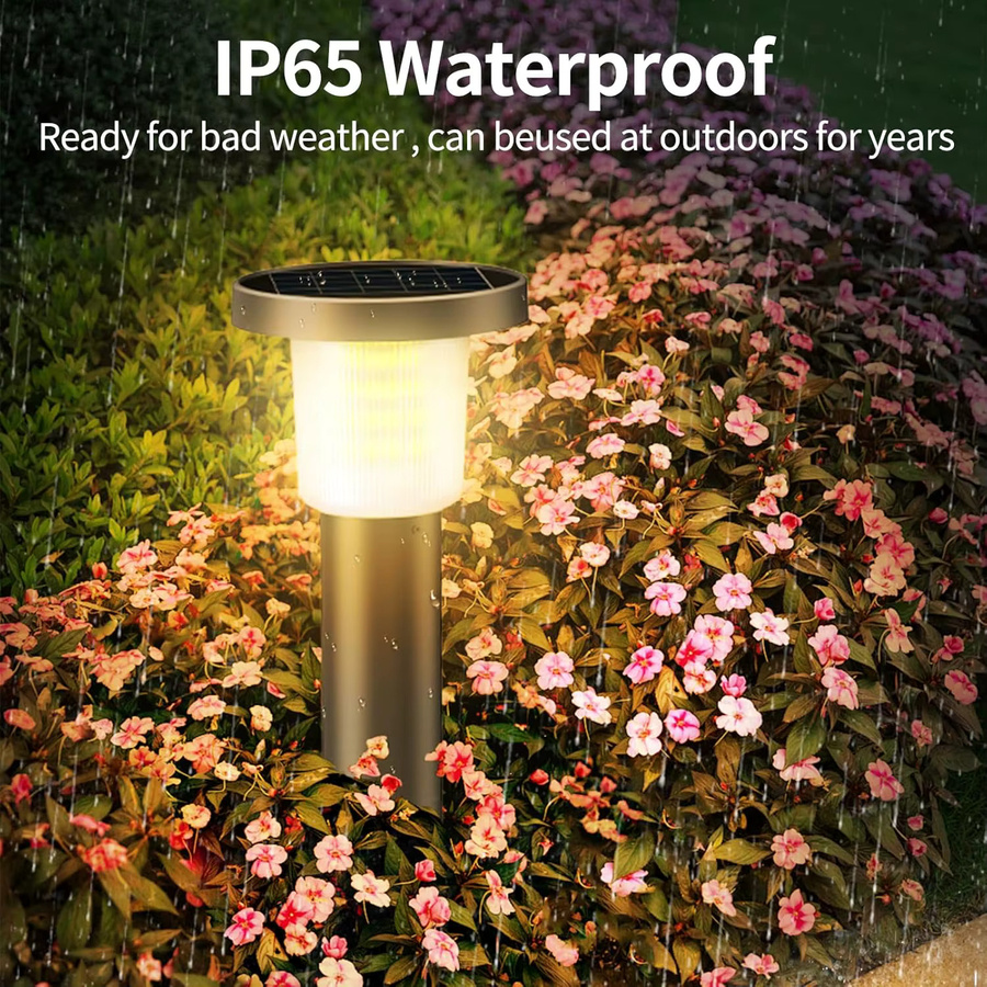 intelamp Solar-Wegeleuchten 2er-Pack mit 3800 mAh Akku, moderne Gartenbeleuchtung in Weiß und Schwarz für Garten, Terrasse und Gehweg, warmweißes Licht mit Dämmerungssensor - Bild 3