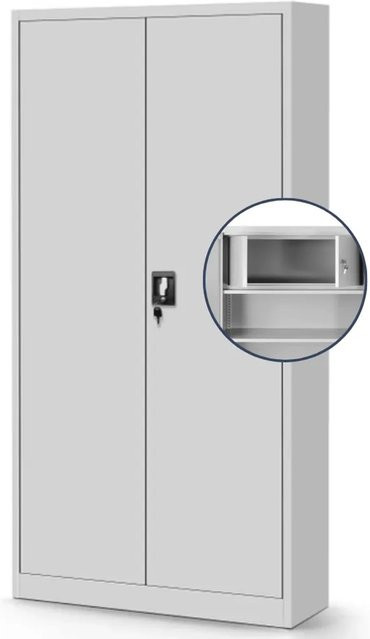 DELUKE Metallschrank Grau mit abschließbaren Türen und verstellbaren Regalböden H: 185 cm, B: 90 cm, T: 45 cm - Bild 1