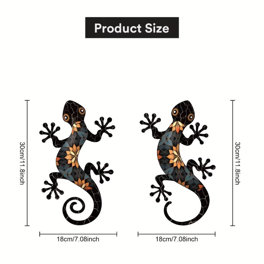 CIFBUY Gecko-Wandornamente aus Metall im 2er-Set für die Innen- und Außendekoration von Garten, Terrasse und Zaun - Bild 2