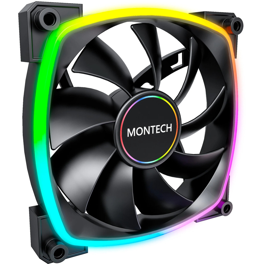 Montech AX140 PWM ARGB Gehäuselüfter, Schwarz, B/T/H: 14,0 x 14,0 x 2,5 cm - Bild 1