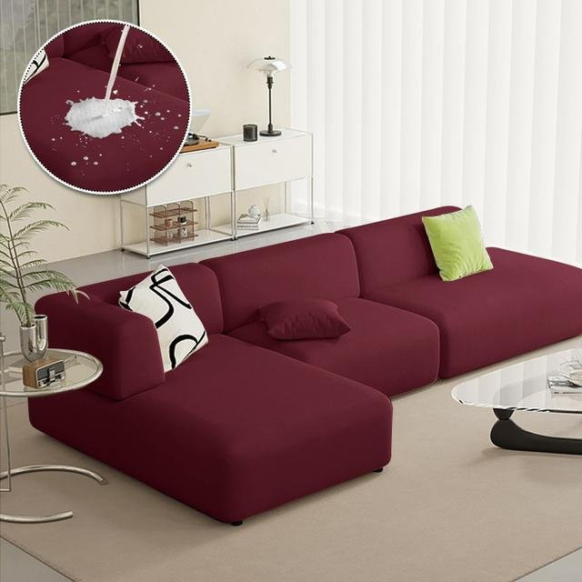 Wasserdichter und rutschfester Sofabezug von Yiran Furniture, elastischer Eckcouchbezug für L-förmige Sofas und Sessel, Farbe: Weinrot, Breite: 90-140 cm - Bild 1