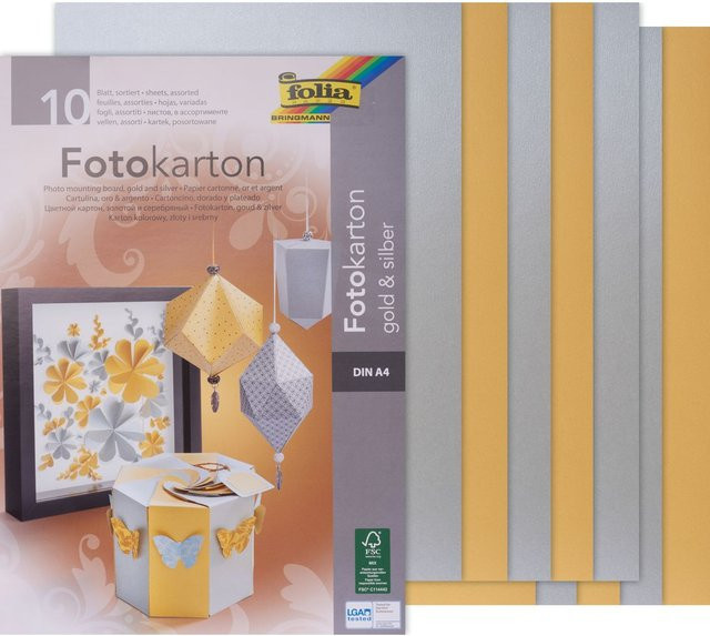 Folia Fotokarton-Block Gold und Silber matt, DIN A4 - Bild 1