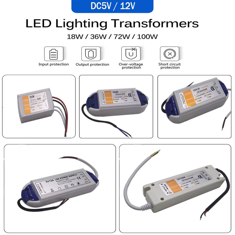 TiaoChongYi LED-Treiber Netzteil für LED-Streifen mit 60 W, 12 V DC und 5 V DC, AC 110 V - 220 V - Bild 2