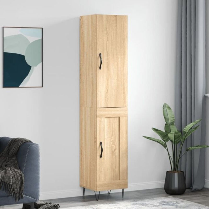 Highboard Vidaxl Sonoma-Eiche in Eiche Natur mit Drehtüren, B/T/H: 34,5 x 34 x 180 cm - Bild 1