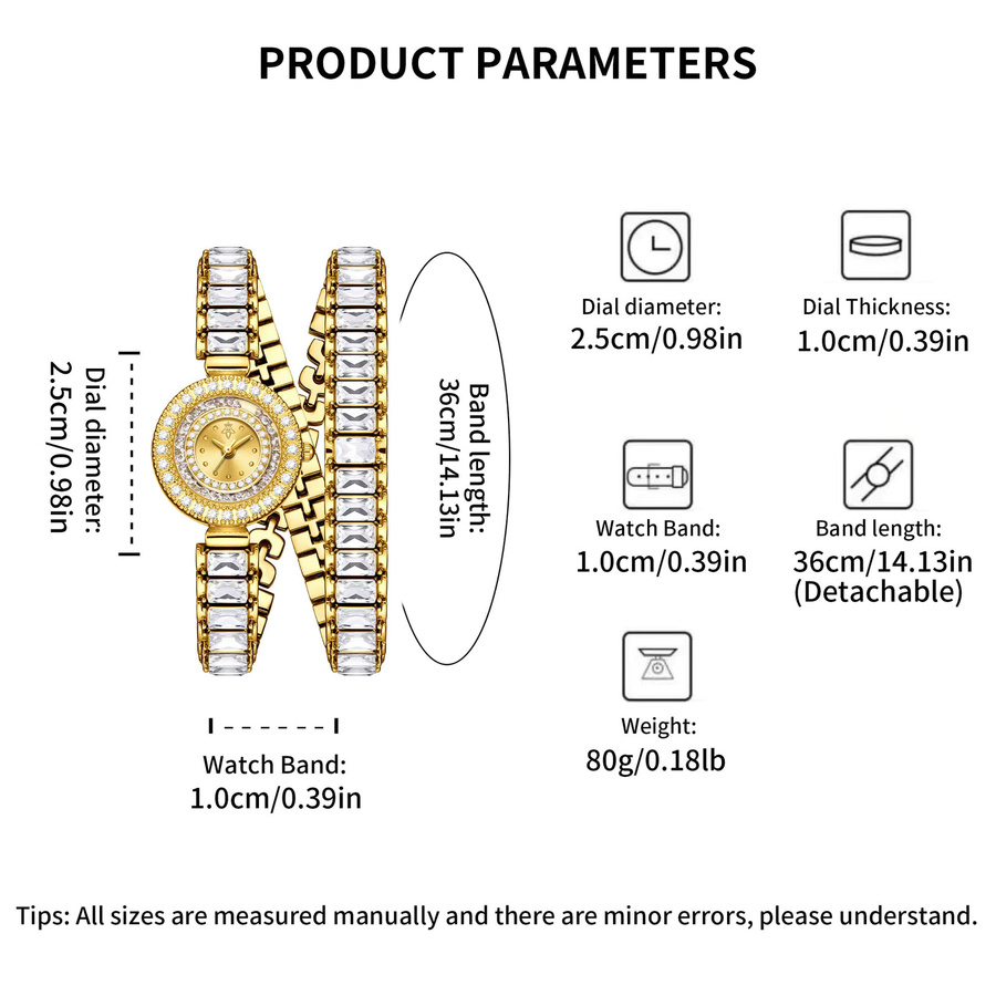 YaLaLuSi Armbanduhr, Analoguhr, Edelstahl, Gold, Schwarz, Diamantbesetzt, Damen - Bild 5