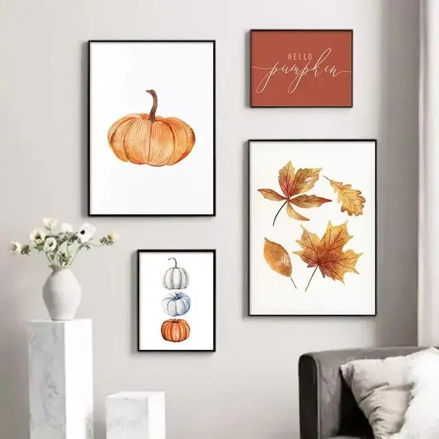 Potdemiel Leinwand Wandbild mit Kürbis Zitat für Halloween und Herbst als Kinder Cartoon Kunst Poster - Bild 1