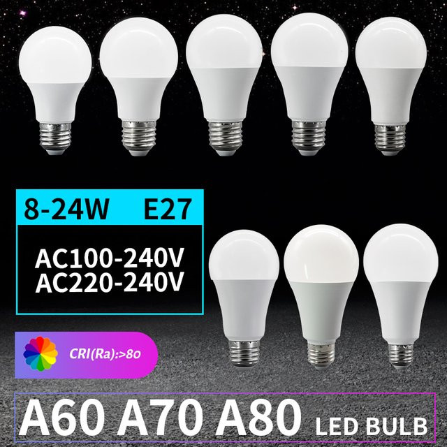 Gatetop LED-Glühbirne E27 Weiß 8W-24W für Wohnzimmer und Zuhause - Bild 1