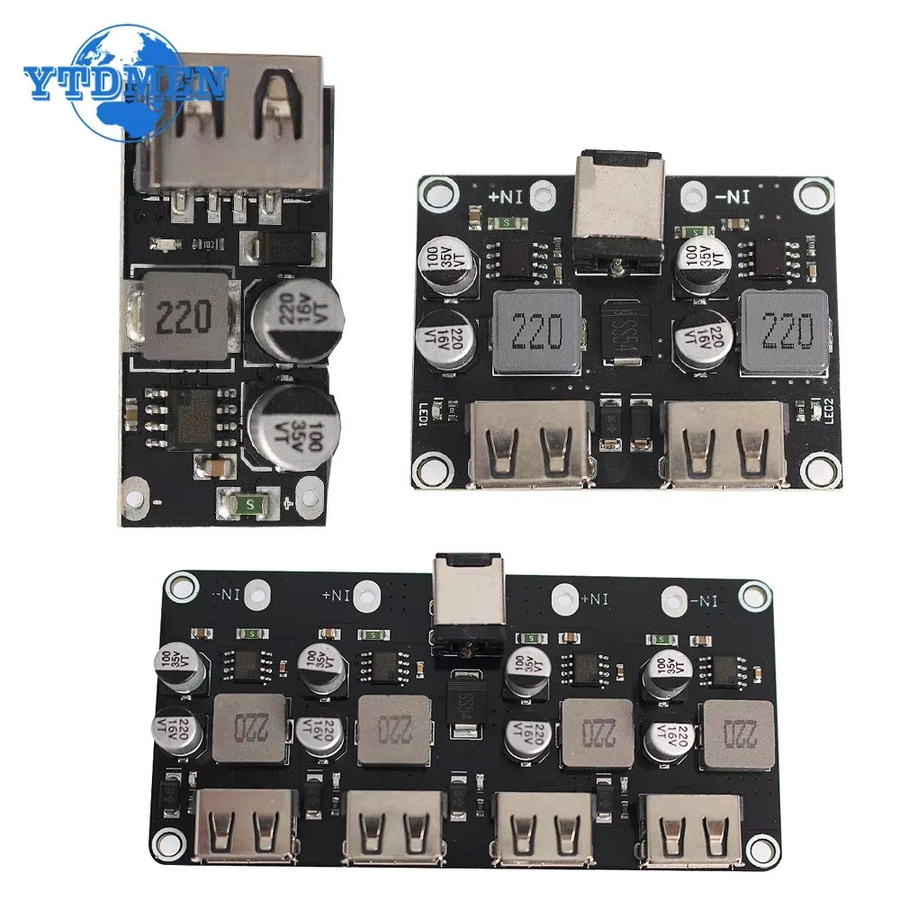YTDMEN USB QC3.0 QC2.0 DC-DC Buck Converter Step-Down Modul Schnellladegerät Platine in Schwarz - Bild 2