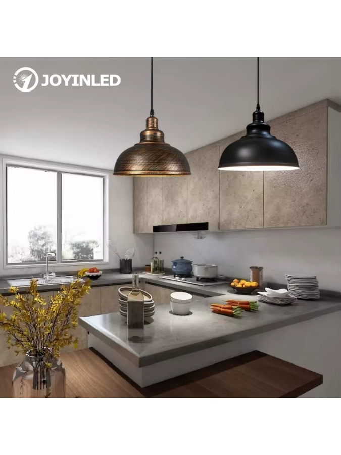 JOYINLED Pendelleuchte im Retro-Nordic-Industriestil aus Metall, Esstisch Lampe mit Kuppel-Design in Bronze und Schwarz - Bild 3