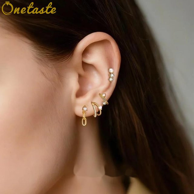 Onetaste Ohrstecker 925 Silber, Gold, Zirkonia, Damen - Bild 1