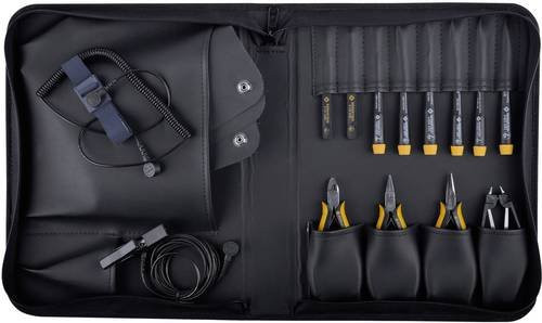 Bernstein Tools for Electronics Antistatic 2220 Profi Werkzeugset 12-teilig in schwarzer Tasche - Bild 1
