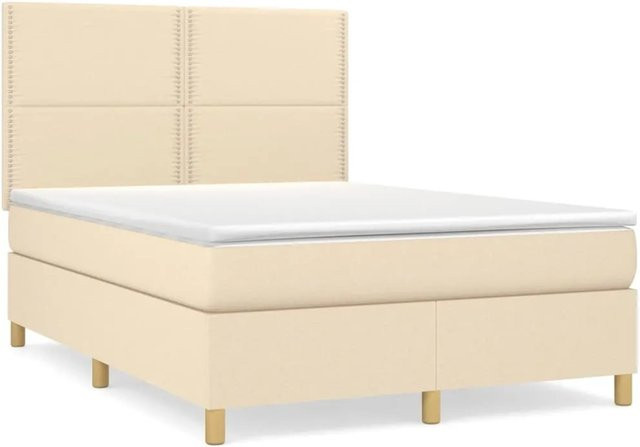 vidaXL Boxspringbett mit Matratze in Beige, Hybrid-Bett mit Taschenfedern und Schaumstoff, B/T: 140 x 190 cm - Bild 1