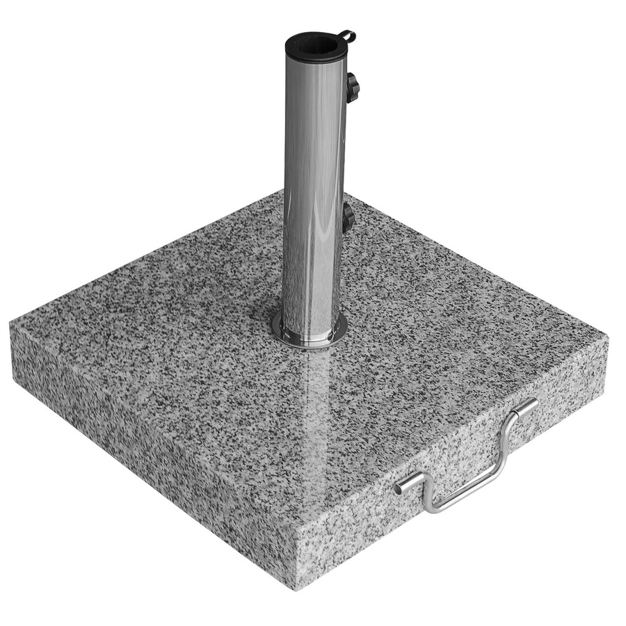 Sonnenschirmständer anndora aus hellem Granit in Grau mit Edelstahl-Schaft und Rollen - Bild 1