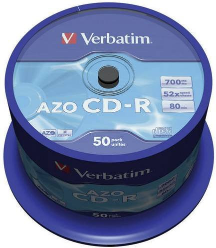 Verbatim CD-R Rohlinge 700 MB in der Farbe Blau, 50 Stück Spindel - Bild 1