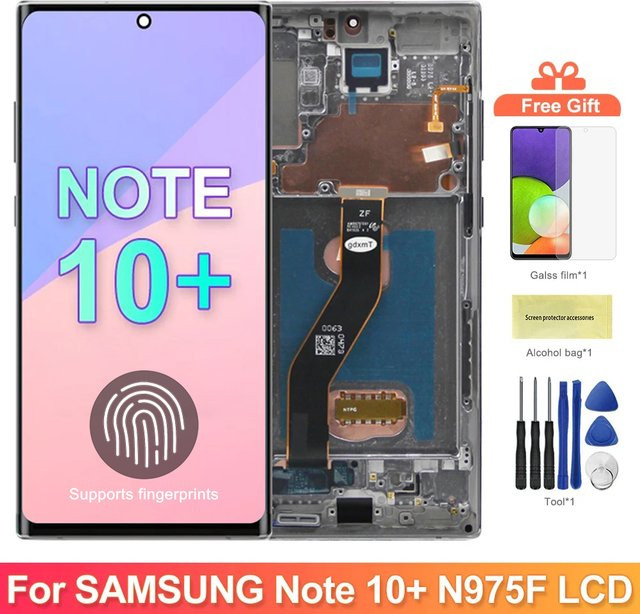 Samsung Galaxy Note 10 Plus TFT Display-Baugruppe mit Touchscreen und Rahmen in Silber für N975F N975F/DS - Bild 1