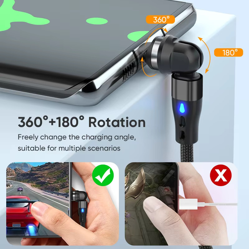 AUFU PD 60W Magnetkabel USB-C auf USB-C für Schnellladung, Schwarz - Bild 4