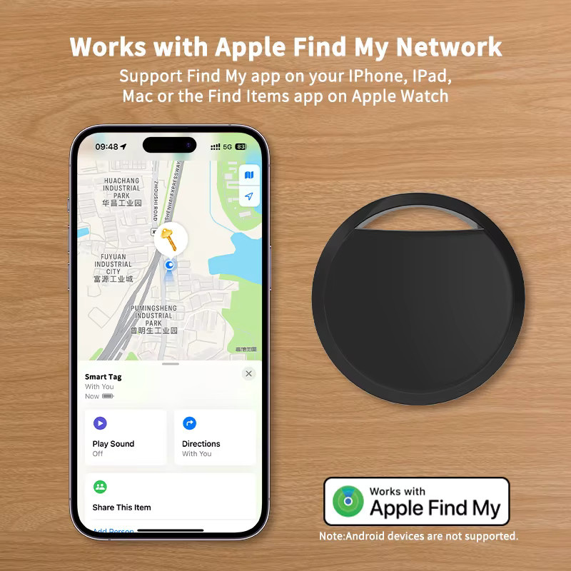 HIMOJO 2er Set Anti-Verlust-Tracker in Schwarz für Apple AirTag mit Bluetooth und GPS über die Find My App für Gepäck und Schlüssel - Bild 2