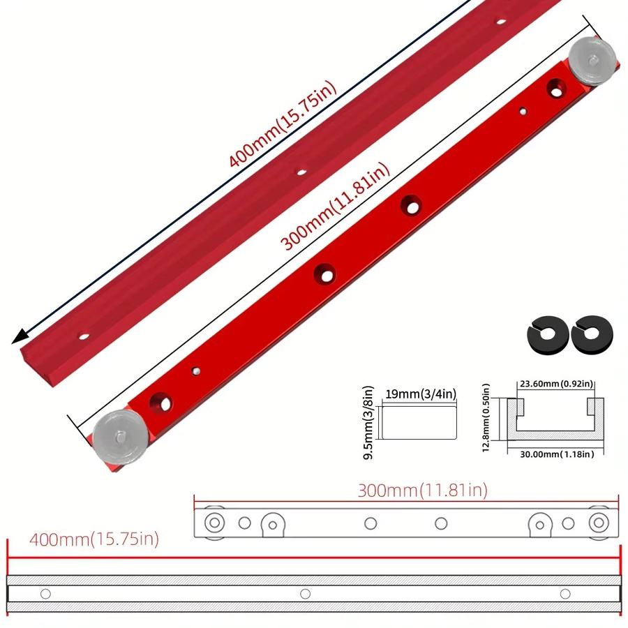 GDART T-Nut Gehrungsschienen-Set aus Aluminiumlegierung in Rot für die Holzbearbeitung mit Schlitz, Gehrungstange und Schieber-Kit - Bild 2