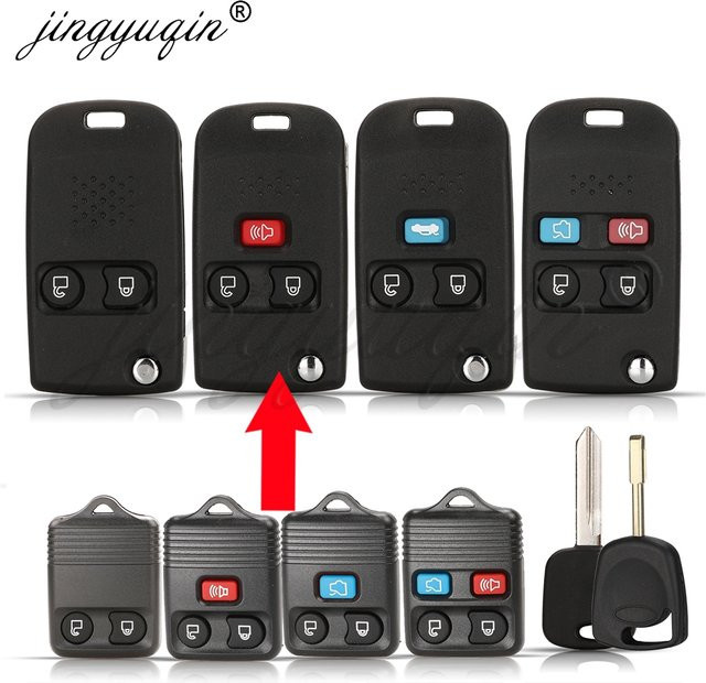 Jingyuqin Modifiziertes Flip-Fernbedienung Autoschlüsselgehäuse für Ford Edge Explorer Escape Expedition Focus und Lincoln Mercury Navigator in Schwarz - Bild 1