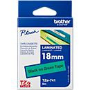 Brother Schriftbandkassette TZe-741 für P-touch, Breite: 18 mm, Farbe: Grün mit schwarzer Schrift - Bild 3