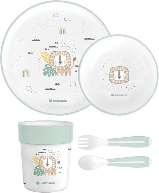 Kikkaboo Kindergeschirr Set Savanna 5-teilig aus Melamin mit Tiermotiv in Hellgrün - Bild 1