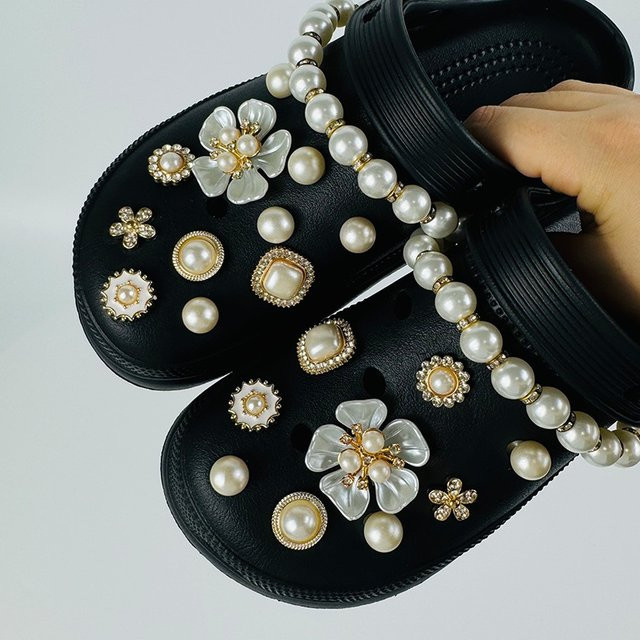 FHLDING Schuh Charm, Wasser Diamant, Perle, Blume, Kette, Schnalle, 22 Stück - Bild 1