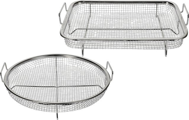 Genialo Knusper-Grillkorb aus Edelstahl in Silber mit Griffen und spülmaschinenfest - Bild 1